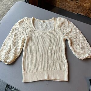 Anthropologie Cream Textured Knit Sweater
